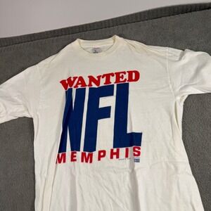 Vintage Rhino Wanted NFL Memphis T-Shirt White XL 90s Single Stitch Graphic Tee
